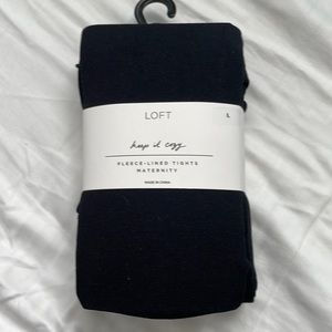 Black large fleece-lined maternity tights